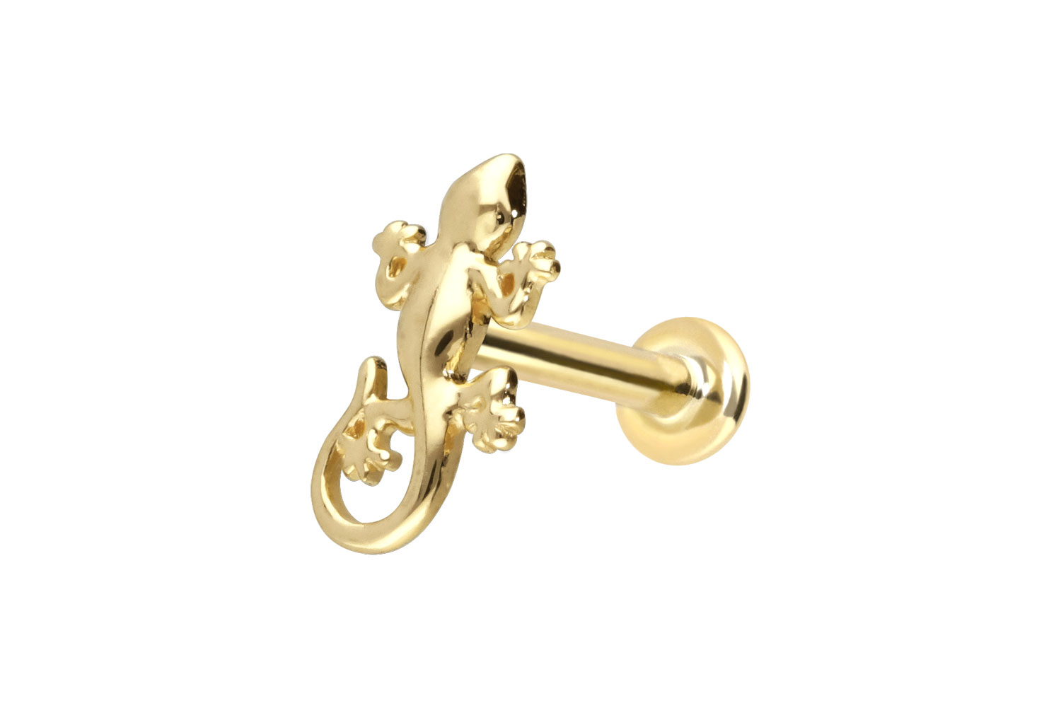 14 Karat Gold Labret Piercing mit Innengewinde GECKO